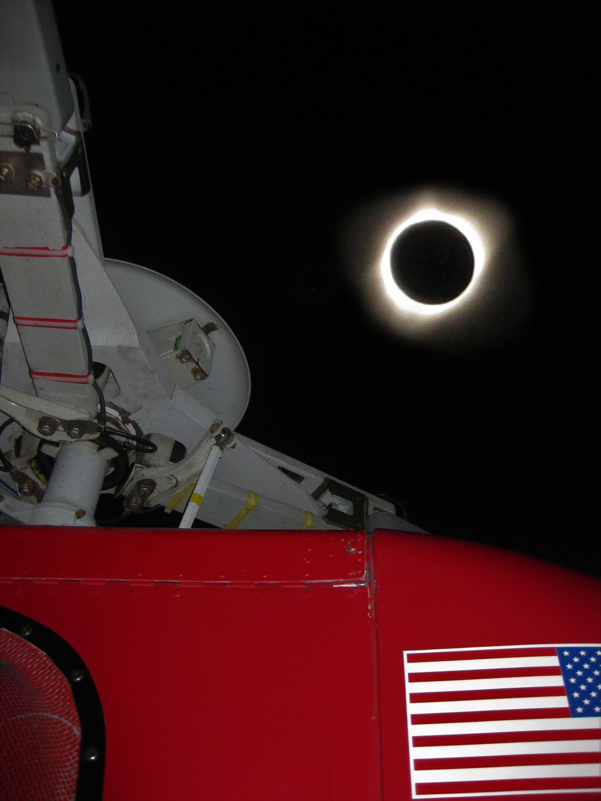 AirCam camera ship photographing a total solar eclipse