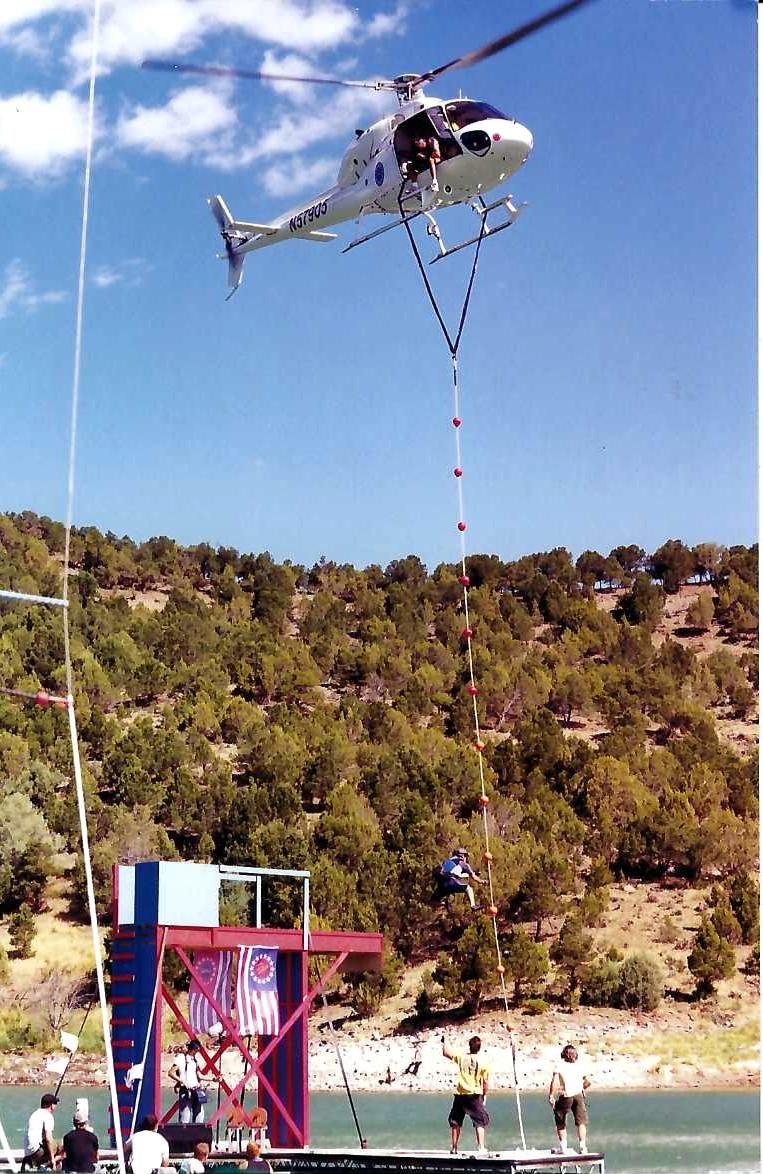 AirCam helicopter external load operations over a lake