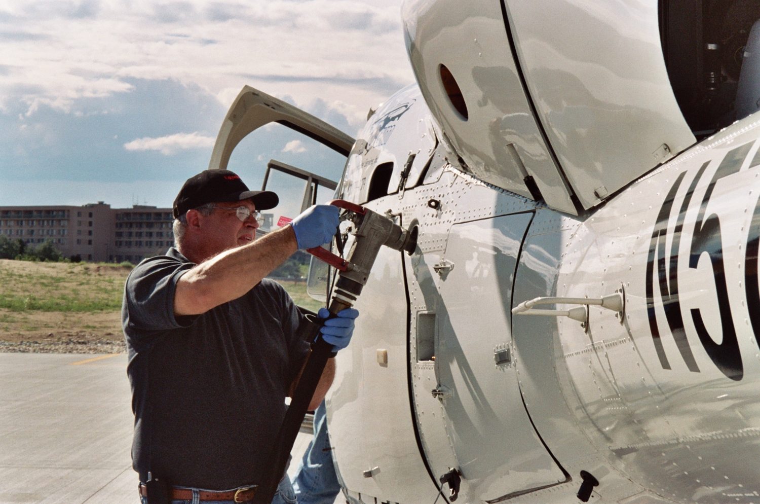 Fueling the helicopter between utility missions
